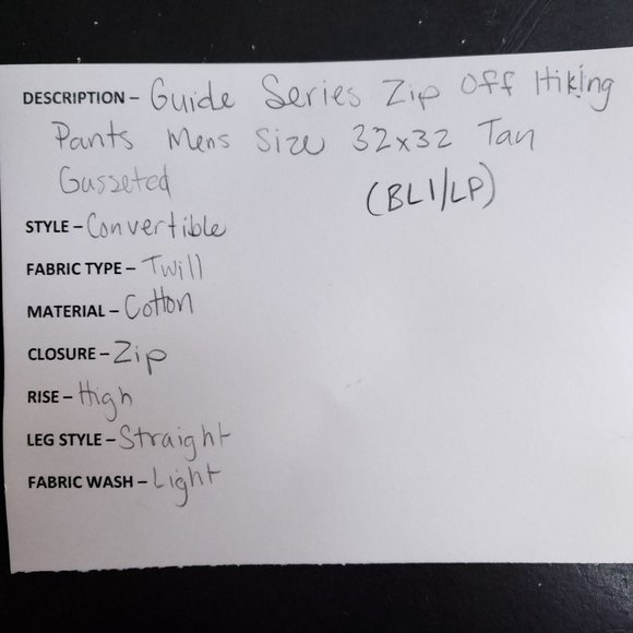 Guide Series Convertible Hiking Pants Men's Size 32x32 Tan Gusseted - Picture 7 of 7